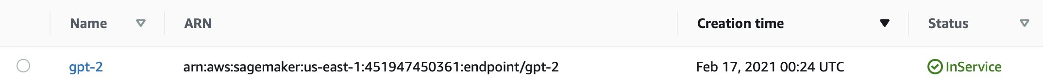 SageMaker GPT-2 endpoint